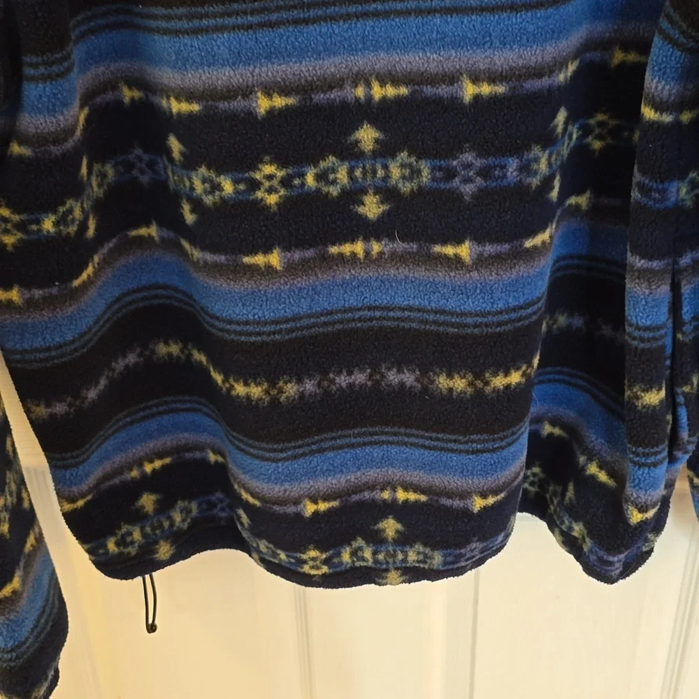 Lands' End Men's Pull over 1/4 Zip Polartech Sweater Print Blue Green Size Large - Picture 9 of 16